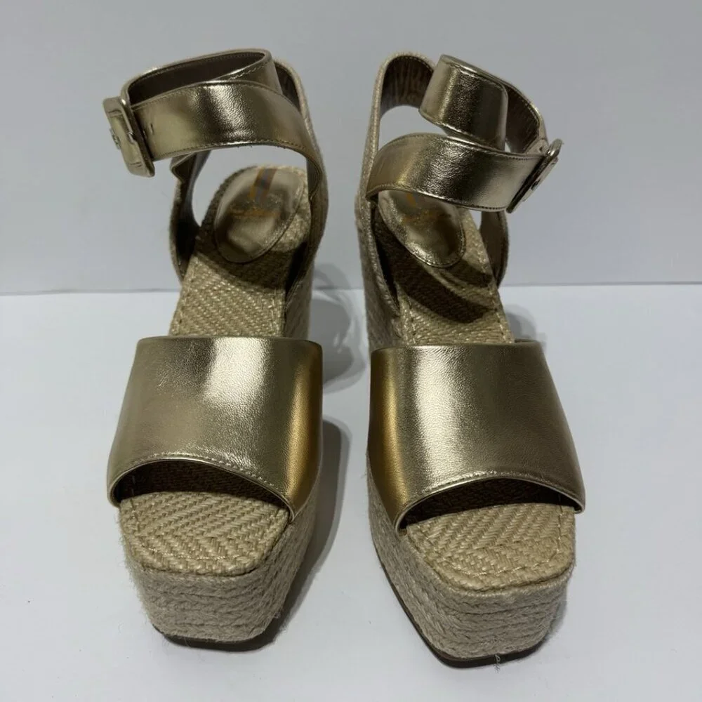 Samexoeman Womens Vada Sandals Gold Leather Size 9.5 M